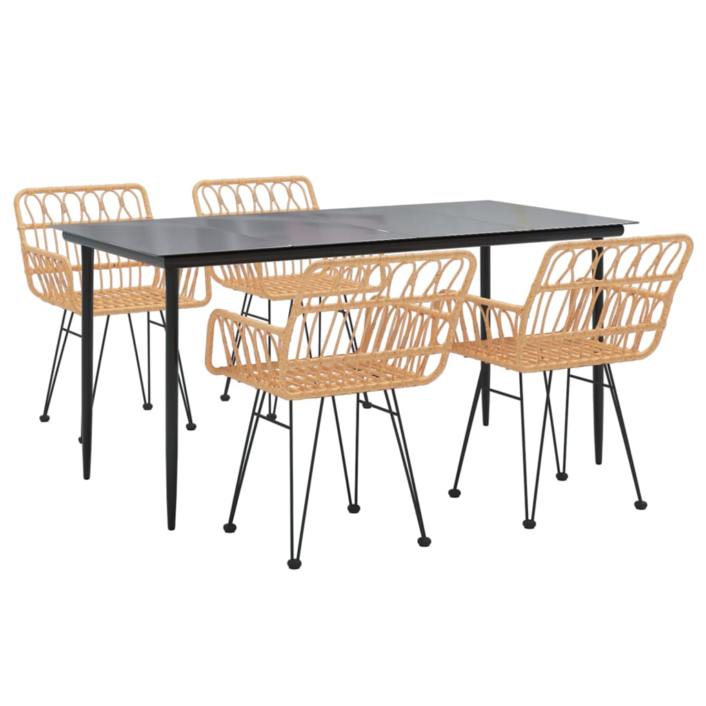 -Delige Tuinset Poly Rattan 5 160 x 80 x 74 cm Bruin