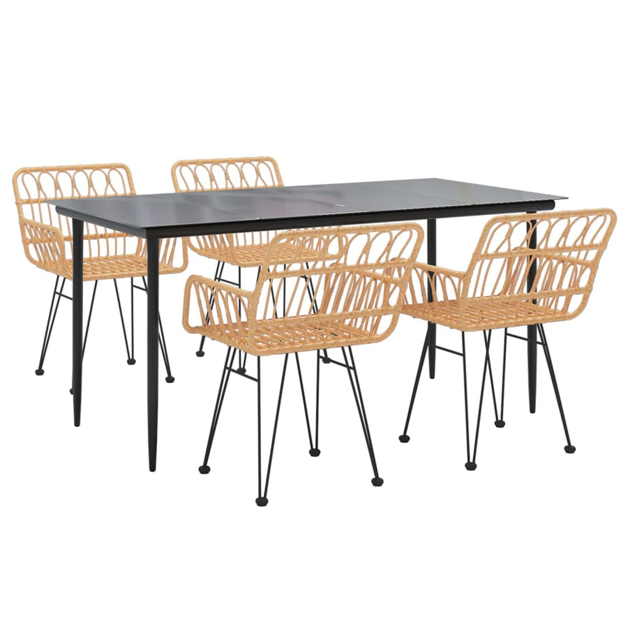 -Delige Tuinset Poly Rattan 5 160 x 80 x 74 cm Bruin