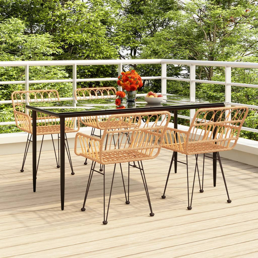 -Delige Tuinset Poly Rattan 5 160 x 80 x 74 cm Bruin