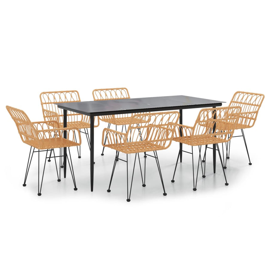 -Delige Tuinset Poly Rattan 7 160 x 80 x 74 cm Bruin