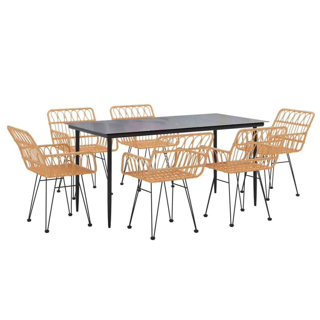 -Delige Tuinset Poly Rattan 7 160 x 80 x 74 cm Bruin