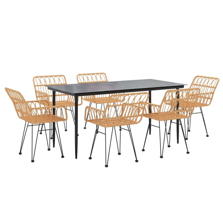 -Delige Tuinset Poly Rattan 7 160 x 80 x 74 cm Bruin