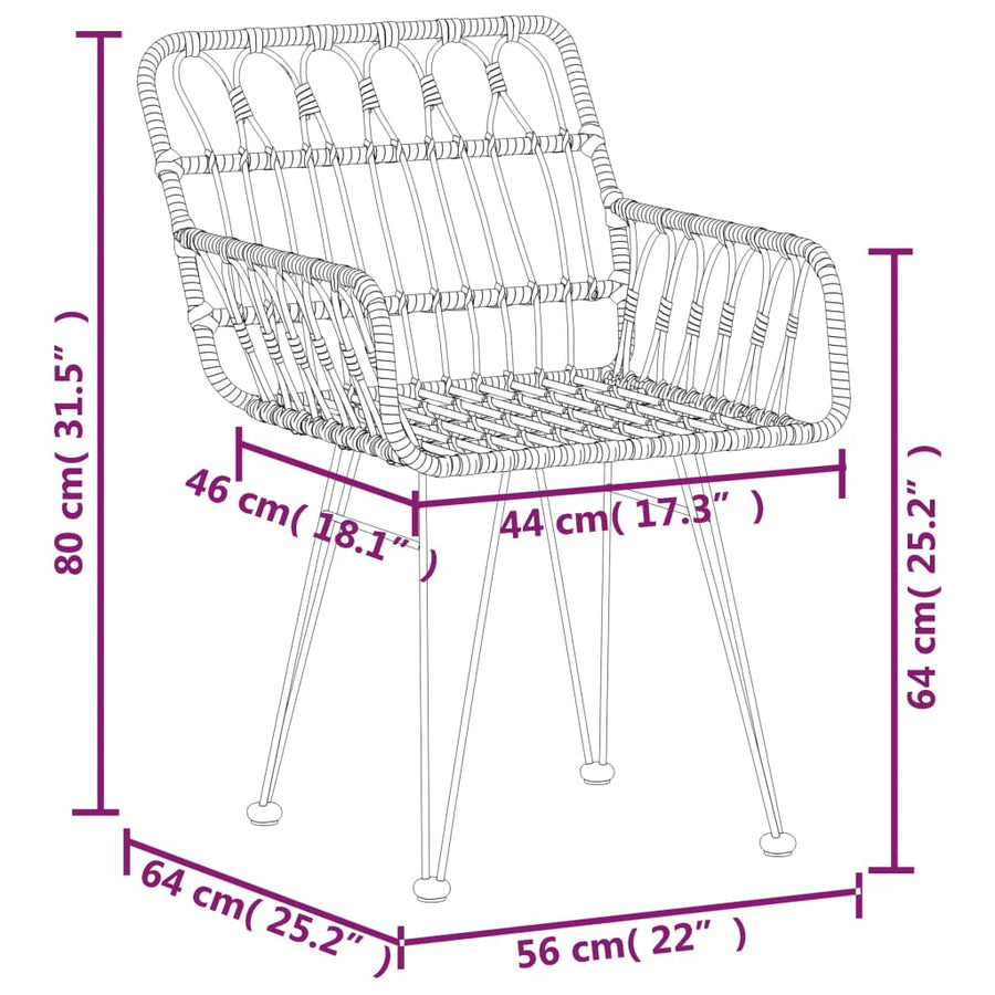 -Delige Tuinset Poly Rattan 7 160 x 80 x 74 cm Bruin