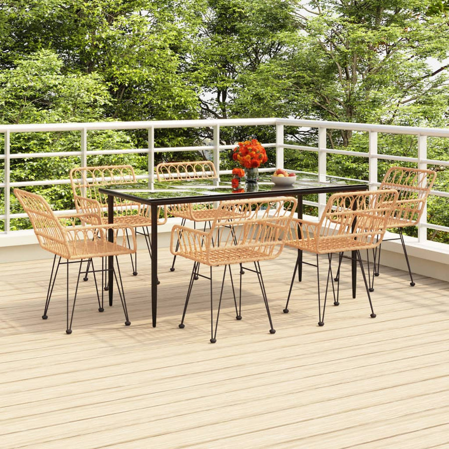 -Delige Tuinset Poly Rattan 7 160 x 80 x 74 cm Bruin