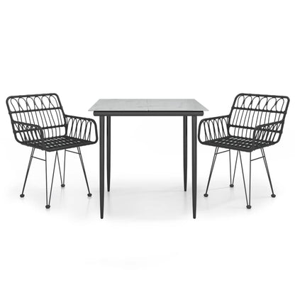 -Delige Tuinset Poly Rattan 3 80 x 80 x 74 cm Zwart