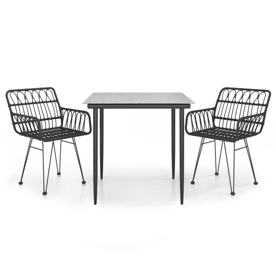 -Delige Tuinset Poly Rattan 3 80 x 80 x 74 cm Zwart