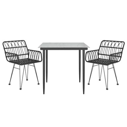 -Delige Tuinset Poly Rattan 3 80 x 80 x 74 cm Zwart