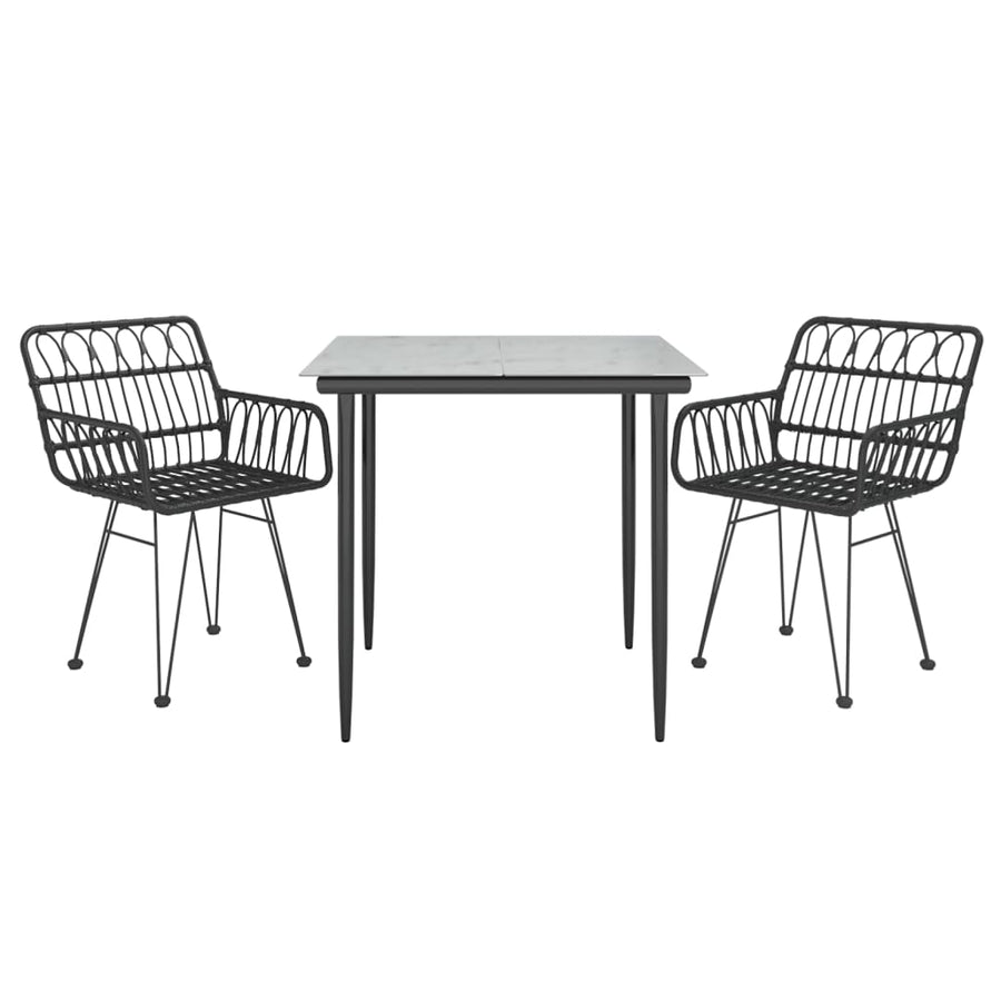-Delige Tuinset Poly Rattan 3 80 x 80 x 74 cm Zwart