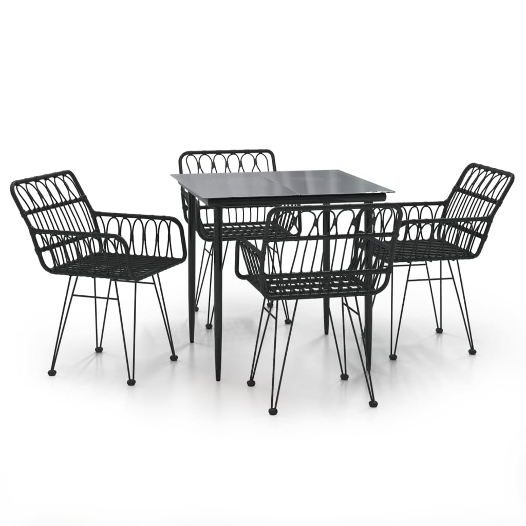 -Delige Tuinset Poly Rattan 5 80 x 80 x 74 cm Zwart