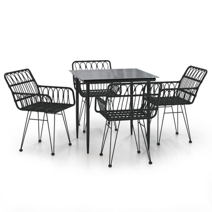 -Delige Tuinset Poly Rattan 5 80 x 80 x 74 cm Zwart