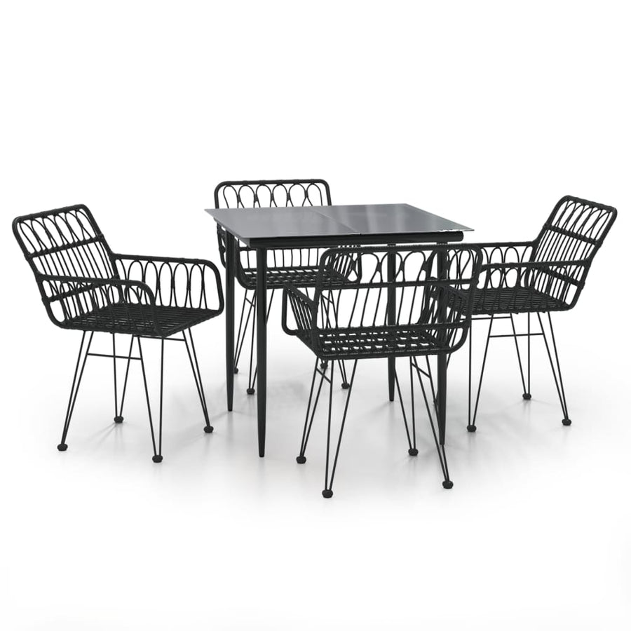 -Delige Tuinset Poly Rattan 5 80 x 80 x 74 cm Zwart