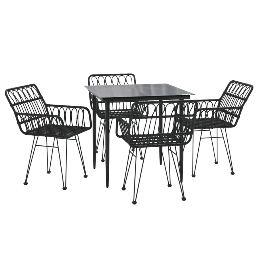 -Delige Tuinset Poly Rattan 5 80 x 80 x 74 cm Zwart