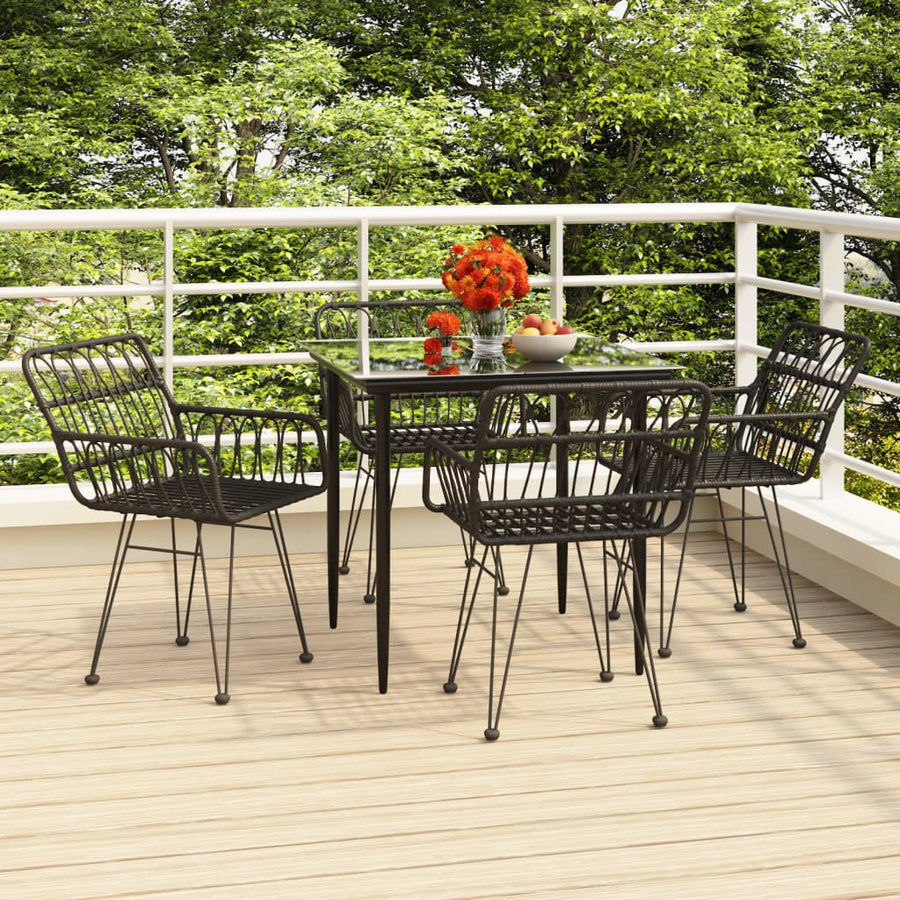 -Delige Tuinset Poly Rattan 5 80 x 80 x 74 cm Zwart