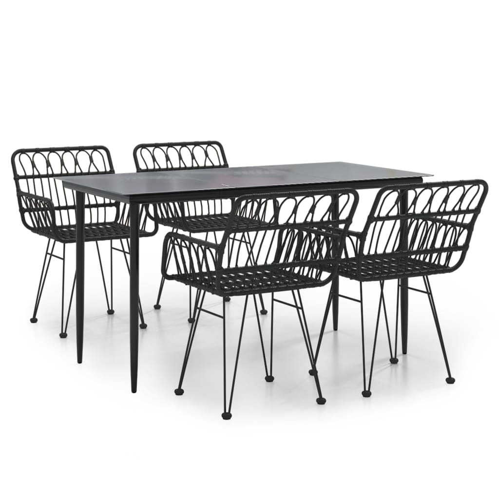 -Delige Tuinset Poly Rattan 5 140 x 70 x 74 cm Zwart