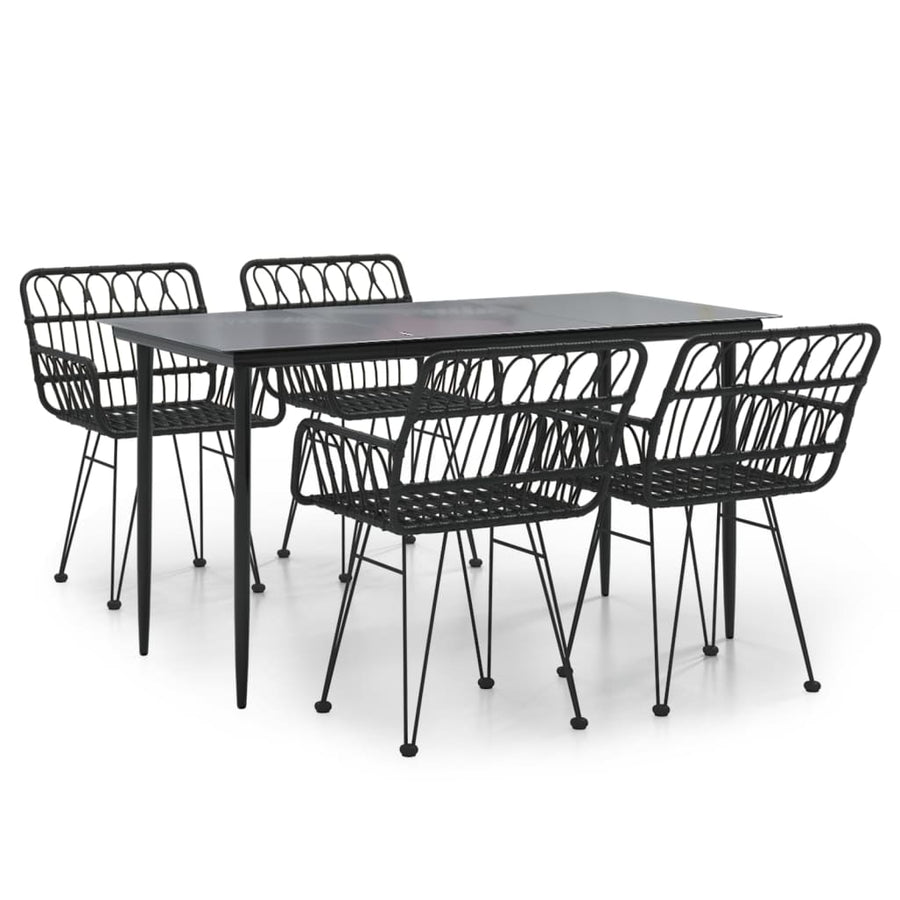 -Delige Tuinset Poly Rattan 5 140 x 70 x 74 cm Zwart