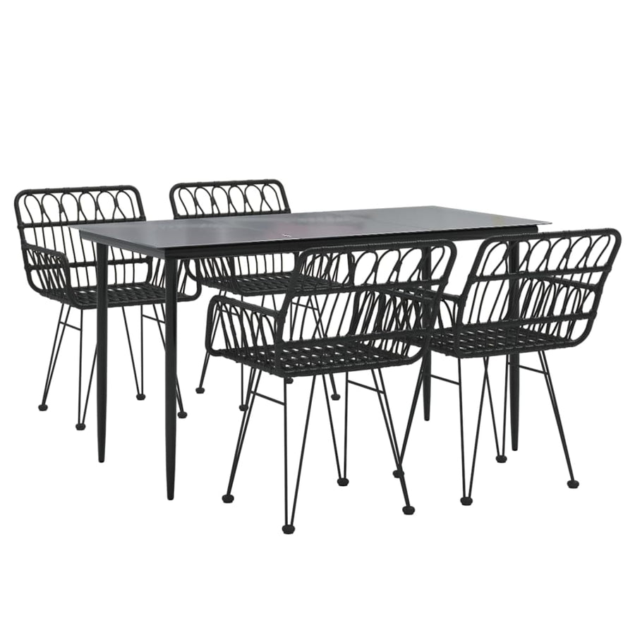 -Delige Tuinset Poly Rattan 5 140 x 70 x 74 cm Zwart