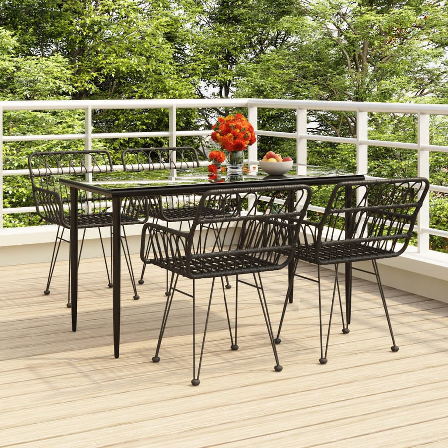 -Delige Tuinset Poly Rattan 5 140 x 70 x 74 cm Zwart