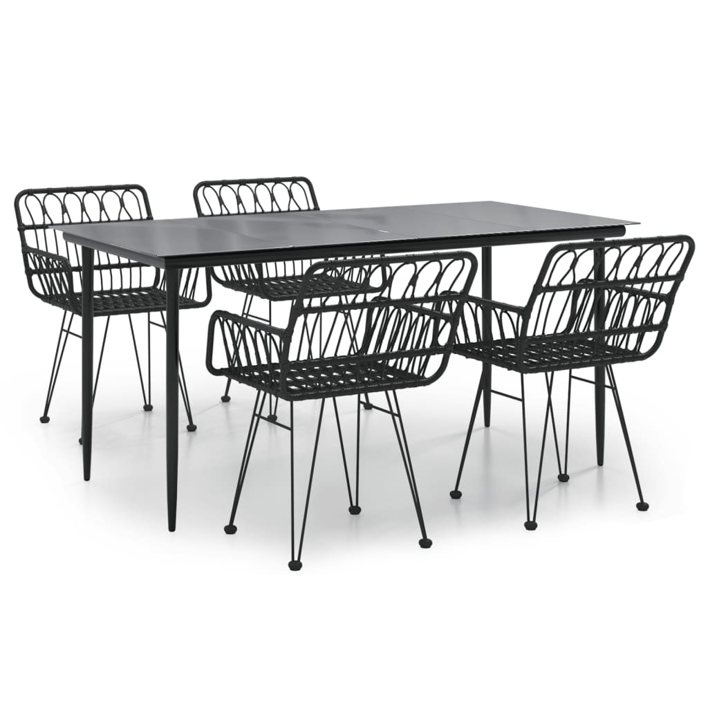 -Delige Tuinset Poly Rattan 5 160 x 80 x 74 cm Zwart