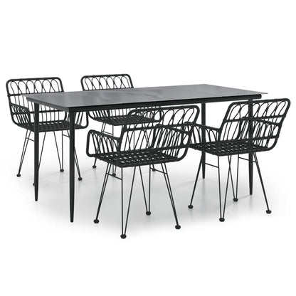 -Delige Tuinset Poly Rattan 5 160 x 80 x 74 cm Zwart