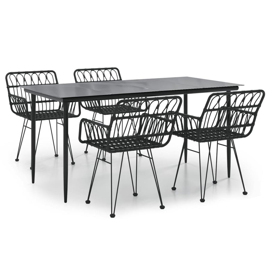 -Delige Tuinset Poly Rattan 5 160 x 80 x 74 cm Zwart