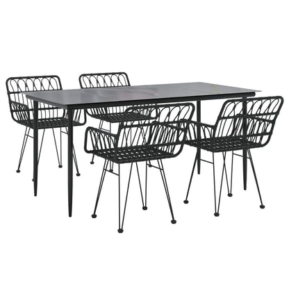 -Delige Tuinset Poly Rattan 5 160 x 80 x 74 cm Zwart
