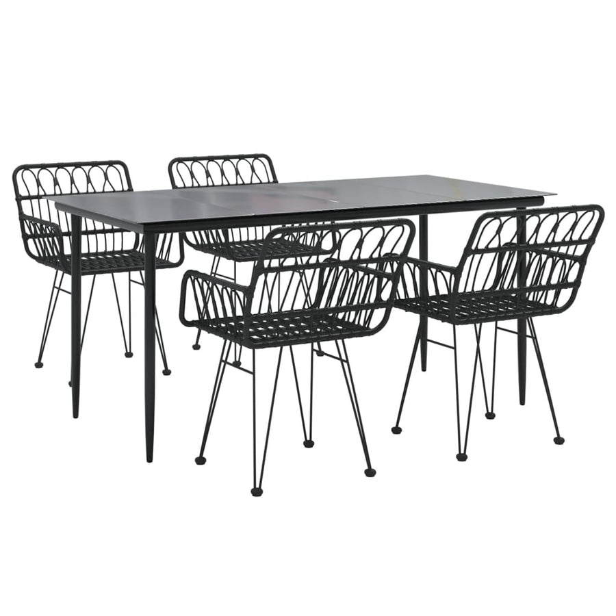 -Delige Tuinset Poly Rattan 5 160 x 80 x 74 cm Zwart