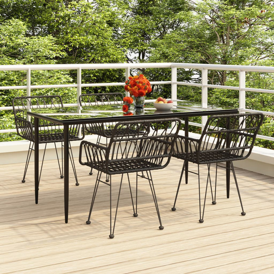 -Delige Tuinset Poly Rattan 5 160 x 80 x 74 cm Zwart