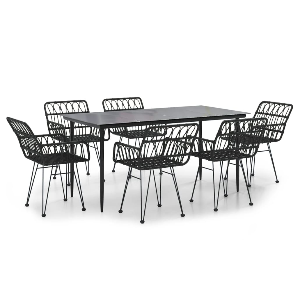 -Delige Tuinset Poly Rattan 7 160 x 80 x 74 cm Zwart
