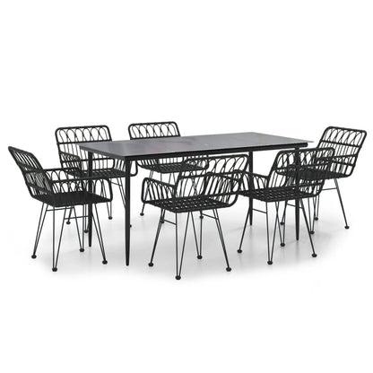 -Delige Tuinset Poly Rattan 7 160 x 80 x 74 cm Zwart