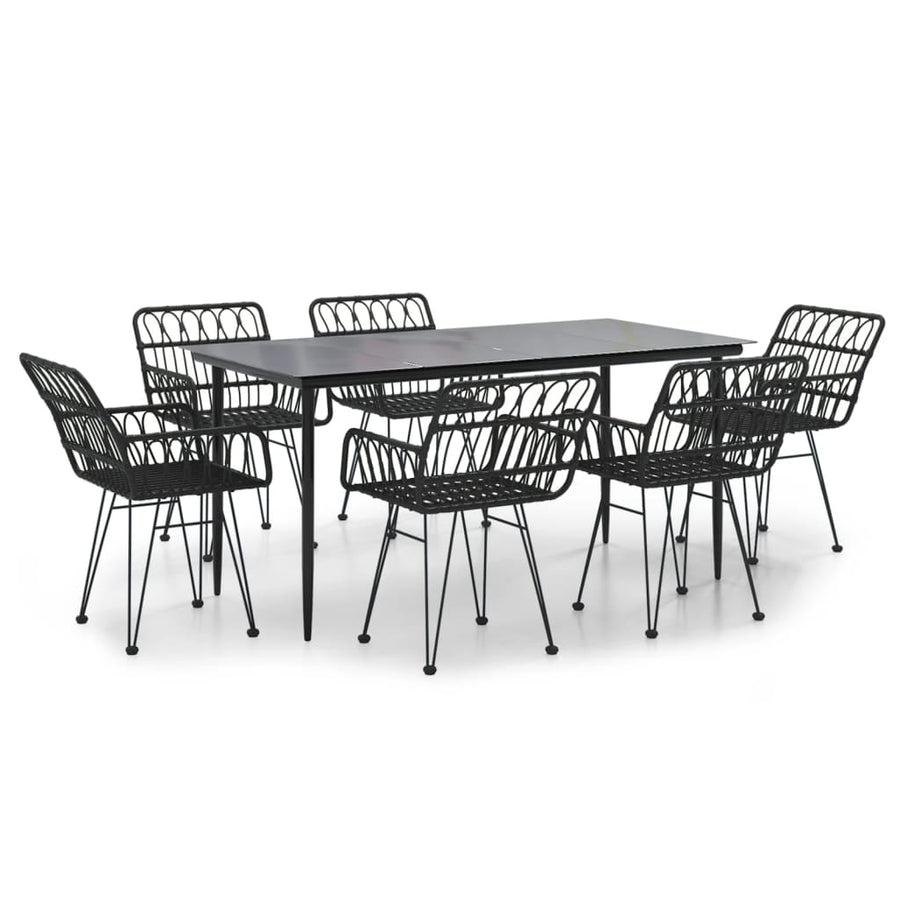 -Delige Tuinset Poly Rattan 7 160 x 80 x 74 cm Zwart