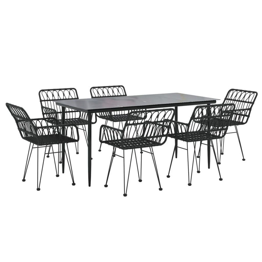 -Delige Tuinset Poly Rattan 7 160 x 80 x 74 cm Zwart