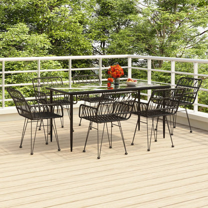 -Delige Tuinset Poly Rattan 7 160 x 80 x 74 cm Zwart
