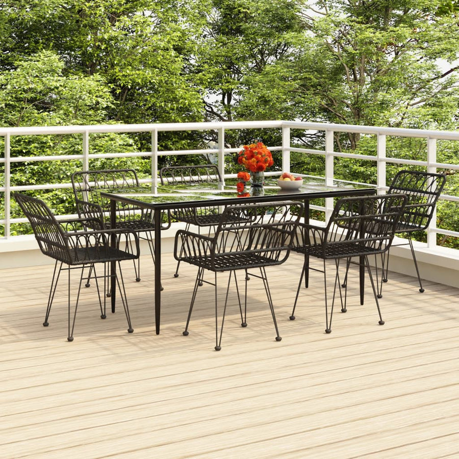 -Delige Tuinset Poly Rattan 7 160 x 80 x 74 cm Zwart