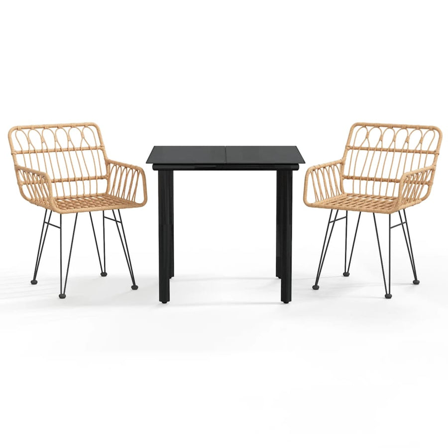 -Delige Tuinset Poly Rattan 3 80 cm tafellengte Bruin