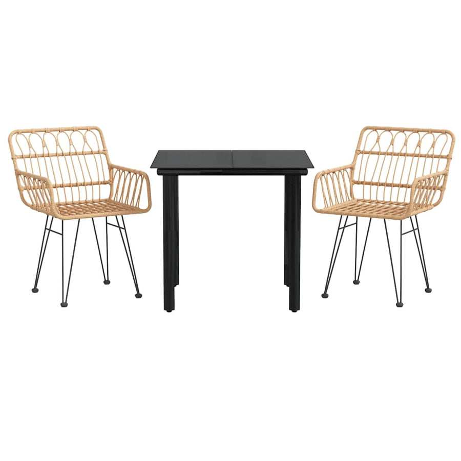 -Delige Tuinset Poly Rattan 3 80 cm tafellengte Bruin