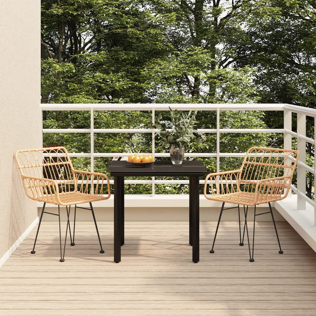 -Delige Tuinset Poly Rattan 3 80 cm tafellengte Bruin