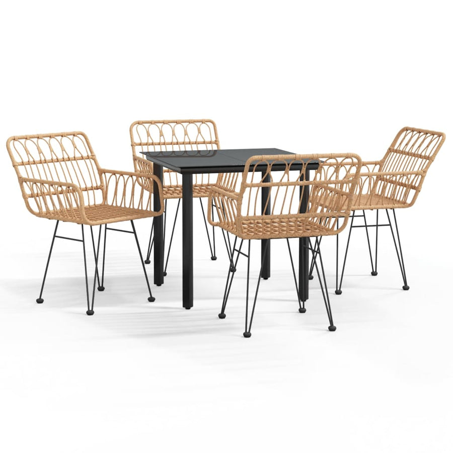 -Delige Tuinset Poly Rattan 5 80 cm tafellengte Bruin