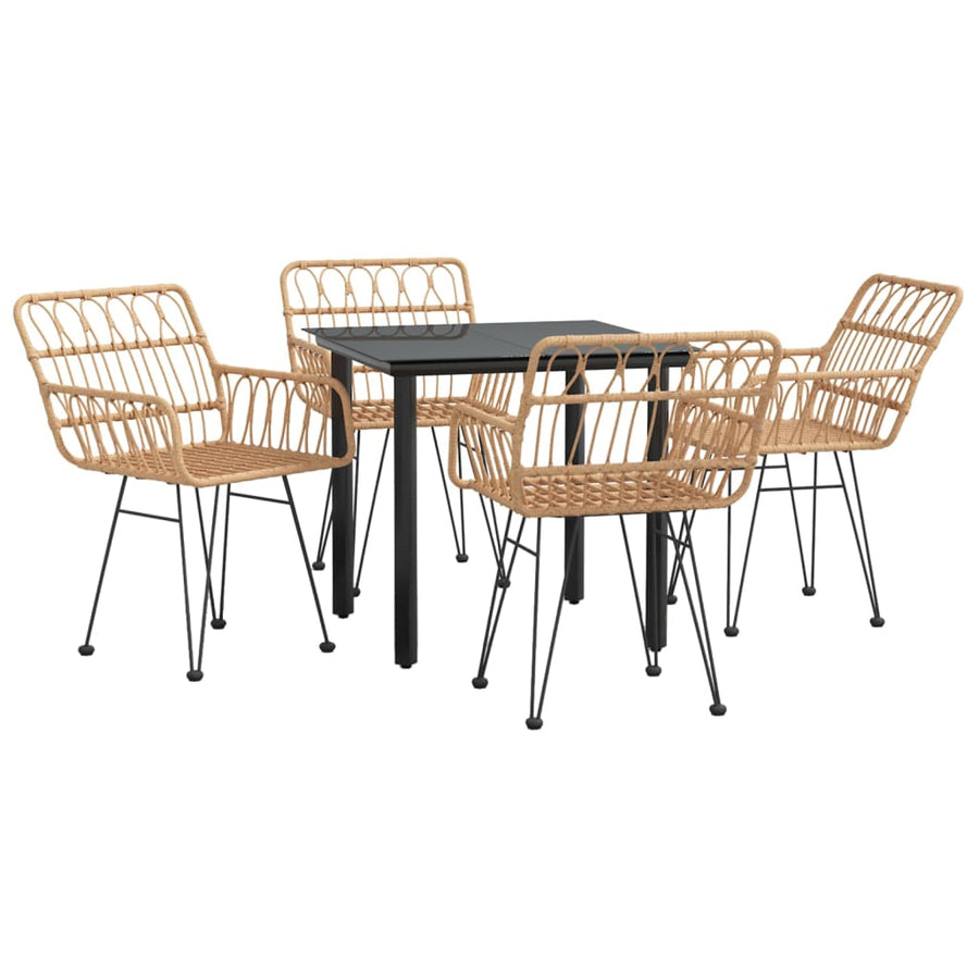 -Delige Tuinset Poly Rattan 5 80 cm tafellengte Bruin