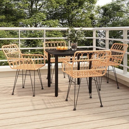 -Delige Tuinset Poly Rattan 5 80 cm tafellengte Bruin
