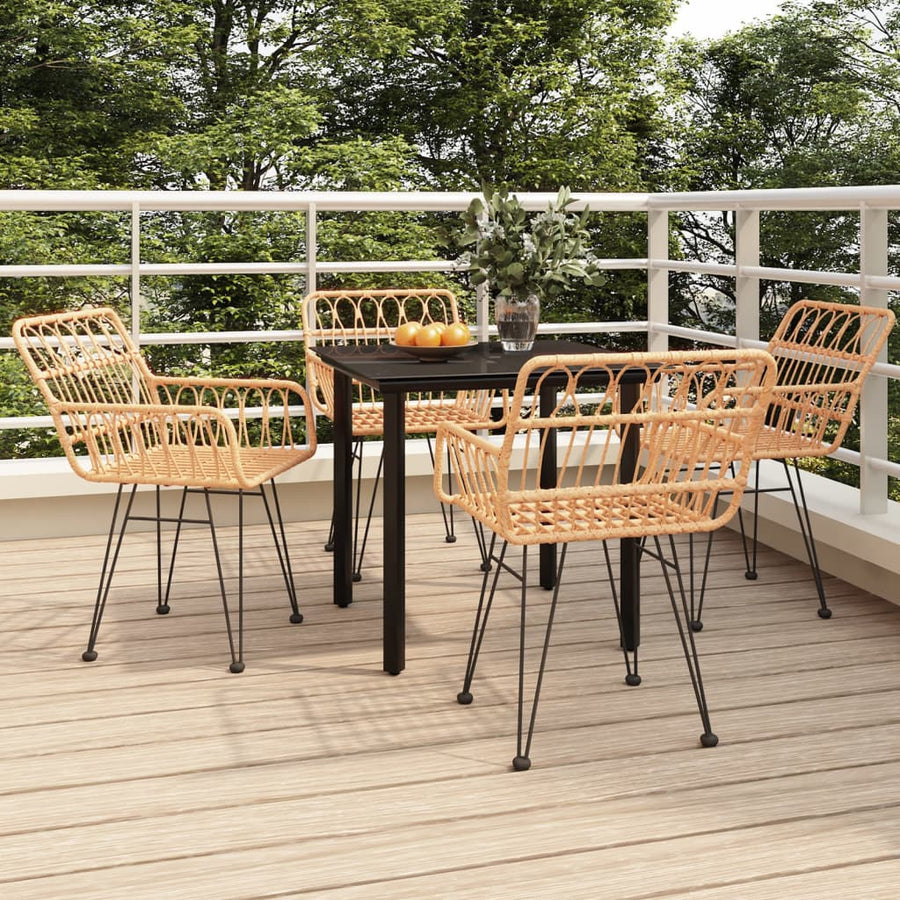 -Delige Tuinset Poly Rattan 5 80 cm tafellengte Bruin