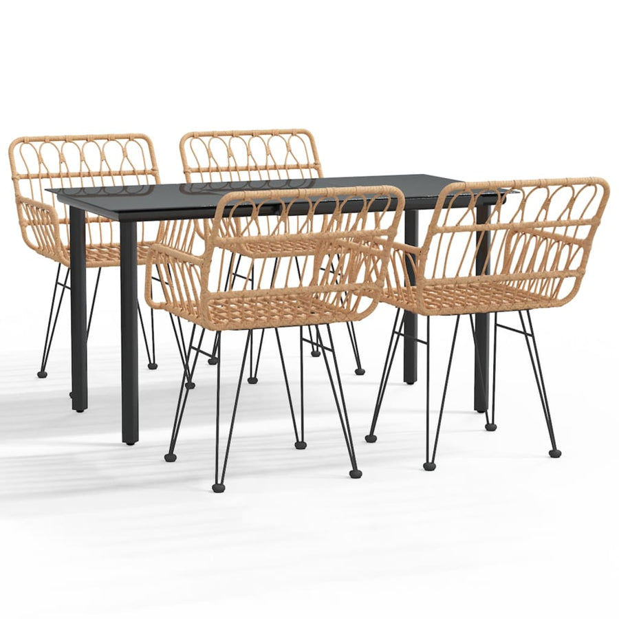 -Delige Tuinset Poly Rattan 5 140 cm tafellengte Bruin
