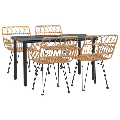 -Delige Tuinset Poly Rattan 5 140 cm tafellengte Bruin