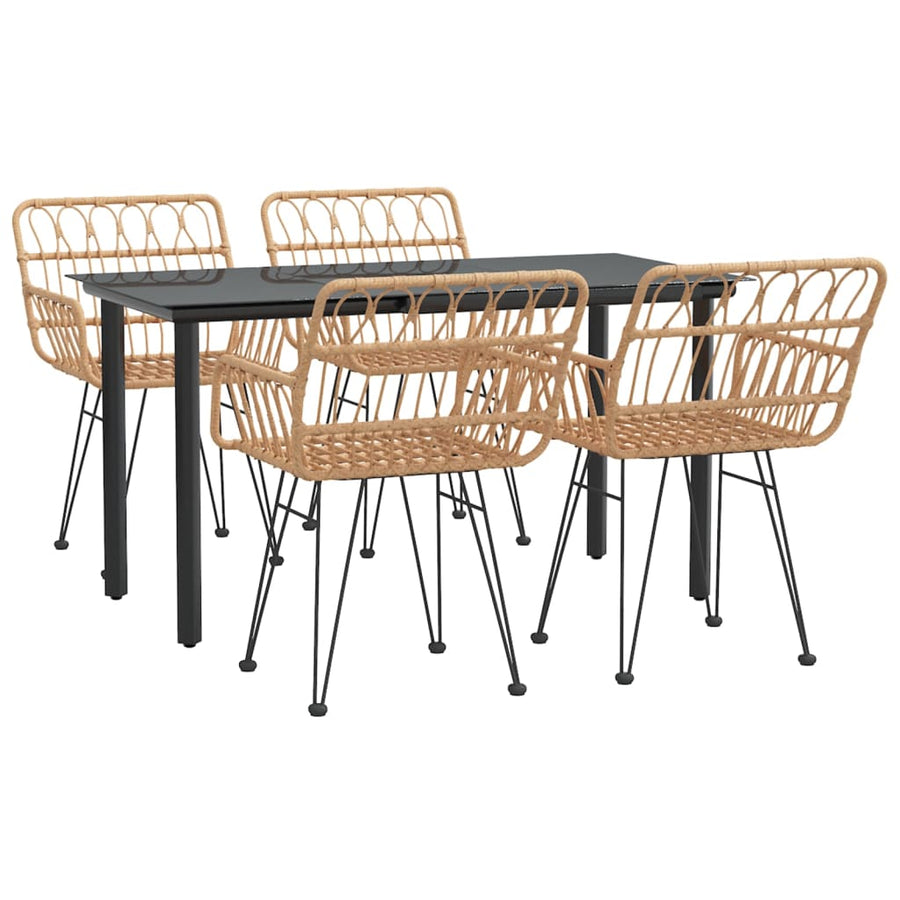-Delige Tuinset Poly Rattan 5 140 cm tafellengte Bruin