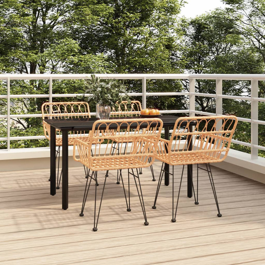 -Delige Tuinset Poly Rattan 5 140 cm tafellengte Bruin