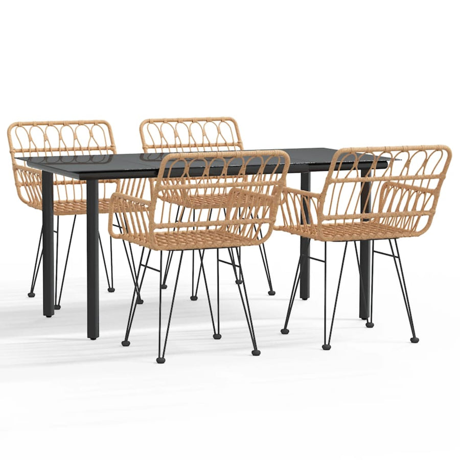 -Delige Tuinset Poly Rattan 5 160 cm tafellengte Bruin