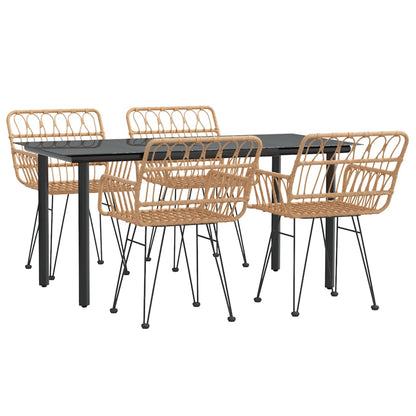 -Delige Tuinset Poly Rattan 5 160 cm tafellengte Bruin