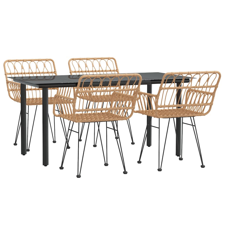 -Delige Tuinset Poly Rattan 5 160 cm tafellengte Bruin
