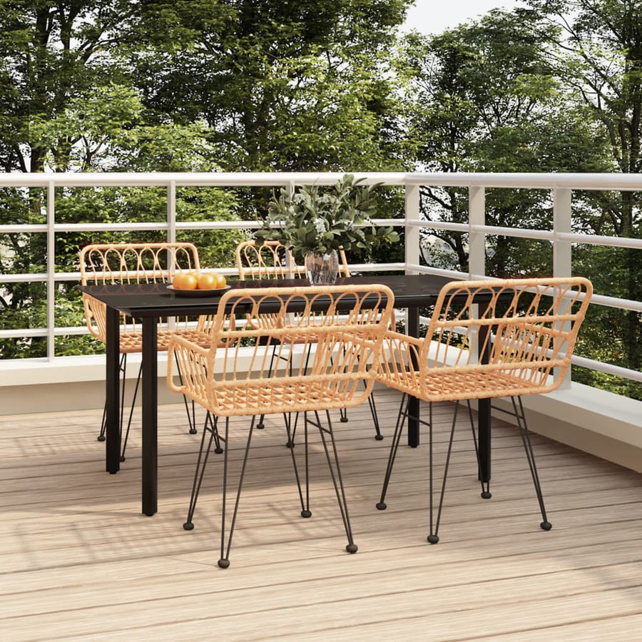 -Delige Tuinset Poly Rattan 5 160 cm tafellengte Bruin