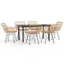 -Delige Tuinset Poly Rattan 7 160 cm tafellengte Bruin
