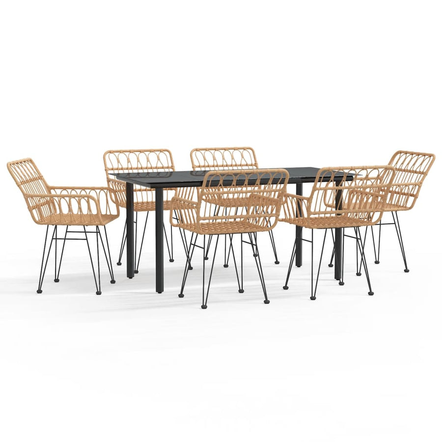 -Delige Tuinset Poly Rattan 7 160 cm tafellengte Bruin